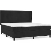 Syfax Cama box spring con colchón terciopelo negro 160x200 cm