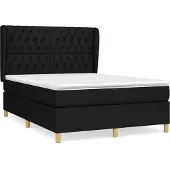 Syfax Cama box spring con colchón tela negro 140x190 cm