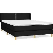 Syfax Cama box spring con colchón tela negro 140x200 cm