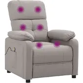 Syfax Sillón de masaje reclinable de tela gris taupé