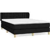Syfax Cama box spring con colchón tela negro 140x190 cm