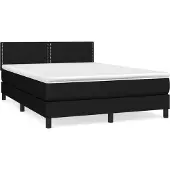 Syfax Cama box spring con colchón tela negro 140x200 cm