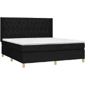 Syfax Cama box spring con colchón tela negro 160x200 cm