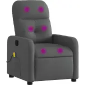 Syfax Sillón reclinable de masaje con tapicería gris oscuro