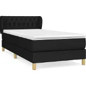 Syfax Cama box spring con colchón tela negro 90x200 cm