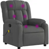 Syfax Sillón reclinable de masaje con tapicería gris oscuro