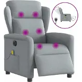 Syfax Sillón reclinable de masaje eléctrico tela gris claro