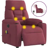 Syfax Sillón de masaje reclinable eléctrico tela rojo tinto