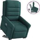 Syfax Sillón reclinable elevable tela verde oscuro