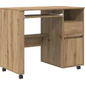 Syfax Escritorio con Ruedas Roble artisan Madera de ingeniería