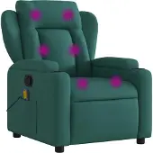 Syfax Sillón reclinable de masaje con tela verde oscuro