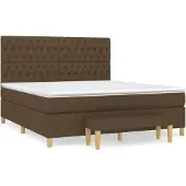 Syfax Cama box spring con colchón tela marrón oscuro 180x200 cm