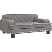 Syfax Sofá para niños de cuero sintético gris 70x45x30 cm