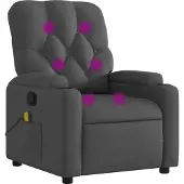 Syfax Sillón reclinable de masaje con tapicería gris oscuro