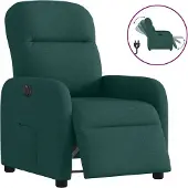 Syfax Sillón reclinable eléctrico tela verde oscuro