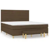 Syfax Cama box spring con colchón tela marrón oscuro 180x200 cm