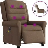 Syfax Sillón reclinable de masaje eléctrico tela marrón