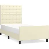 Syfax Estructura de cama sin colchón cuero sintético crema 100x200 cm