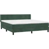 Syfax Cama box spring con colchón terciopelo verde oscuro 180x200 cm