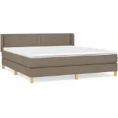 Syfax Cama box spring con colchón tela gris taupe 180x200 cm