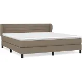 Syfax Cama box spring con colchón tela gris taupe 180x200 cm