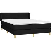 Syfax Cama box spring con colchón tela negro 140x200 cm