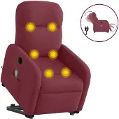 Syfax Sillón de masaje eléctrico reclinable elevable tela rojo tinto