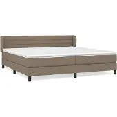 Syfax Cama box spring con colchón tela gris taupe 200x200 cm