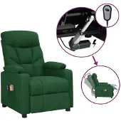 Syfax Sillón de masaje eléctrico tela verde oscuro