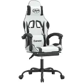 Syfax Silla gaming giratoria reposapiés cuero sintético blanco negro