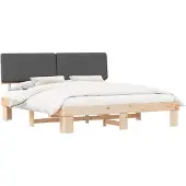 Syfax Estructura de Cama con Cabecera Tapizada Gris oscuro