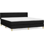 Syfax Cama box spring con colchón tela negro 160x200 cm