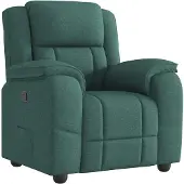 Syfax Sillón reclinable de tela verde oscuro