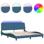 Syfax Estructura de cama con LED sin colchón terciopelo azul 180x200 cm