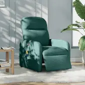 Syfax Sillón reclinable de masaje eléctrico tela verde oscuro