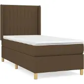 Syfax Cama box spring con colchón tela marrón oscuro 100x200 cm