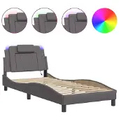 Syfax Estructura de cama Viana con LED sin colchón gris 90x190 cm