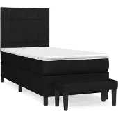 Syfax Cama box spring con colchón tela negro 90x200 cm