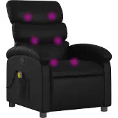 Syfax Sillón reclinable de masaje en piel sintética negra