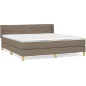 Syfax Cama box spring con colchón tela gris taupe 180x200 cm