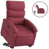 Syfax Sillón eléctrico reclinable elevable de tela rojo tinto