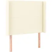 Syfax Cabecero con orejas cuero sintético crema 83x16x118/128cm