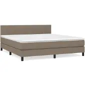 Syfax Cama box spring con colchón tela gris taupe 180x200 cm