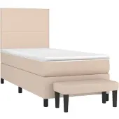 Syfax Cama box spring con colchón cuero sintético capuchino 100x200cm