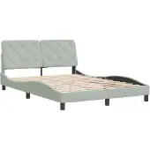 Syfax Estructura de cama sin colchón terciopelo gris claro 140x190 cm