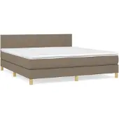 Syfax Cama box spring con colchón tela gris taupe 180x200 cm