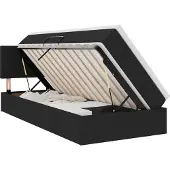 Syfax Cama con almacenamiento y colchón Negro 90 x 200 cm