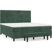 Syfax Cama box spring con colchón terciopelo verde oscuro 180x200 cm