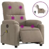 Syfax Sillón reclinable masaje eléctrico tela microfibra gris taupe