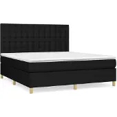 Syfax Cama box spring con colchón tela negro 160x200 cm